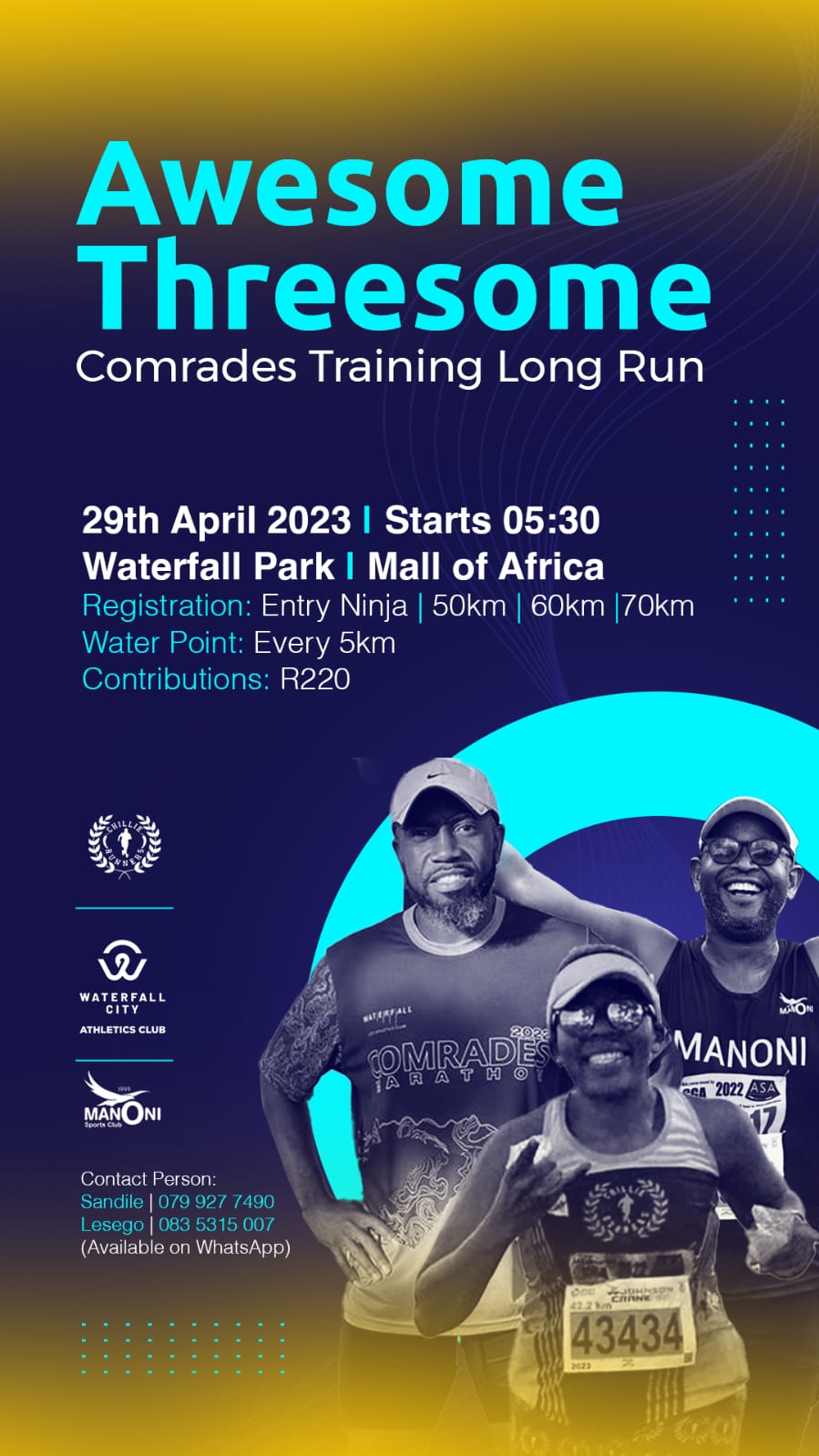 Awesome Threesome Comrades Training Long Run 2023 | Entry Ninja – the best  outdoor, fitness and sporting event entries in your area.