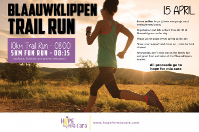 Hope for Mia Cara Blaauwklippen 10km trail run & 5km fun run 