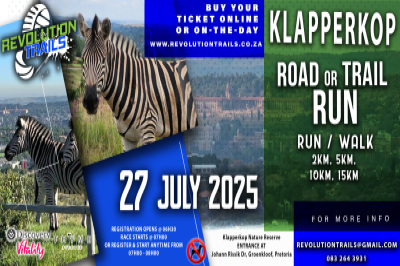 Klapperkop Road or Trail Run/Walk - 27 July 2025 Klapperkop Road or Trail Run/Walk - 27 July 2025