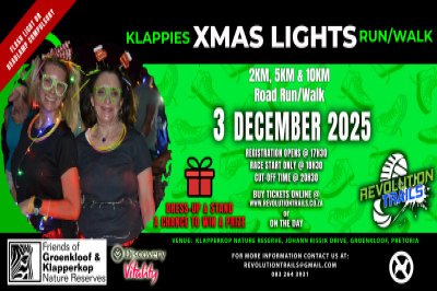 Klappies XMAS LIGHTS Run/Walk - 3 December 2025 Klappies XMAS LIGHTS Run/Walk - 3 December 2025