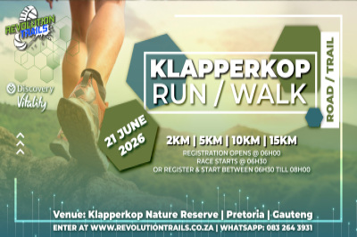 Klapperkop Road or Trail Run/Walk - 21 June 2026